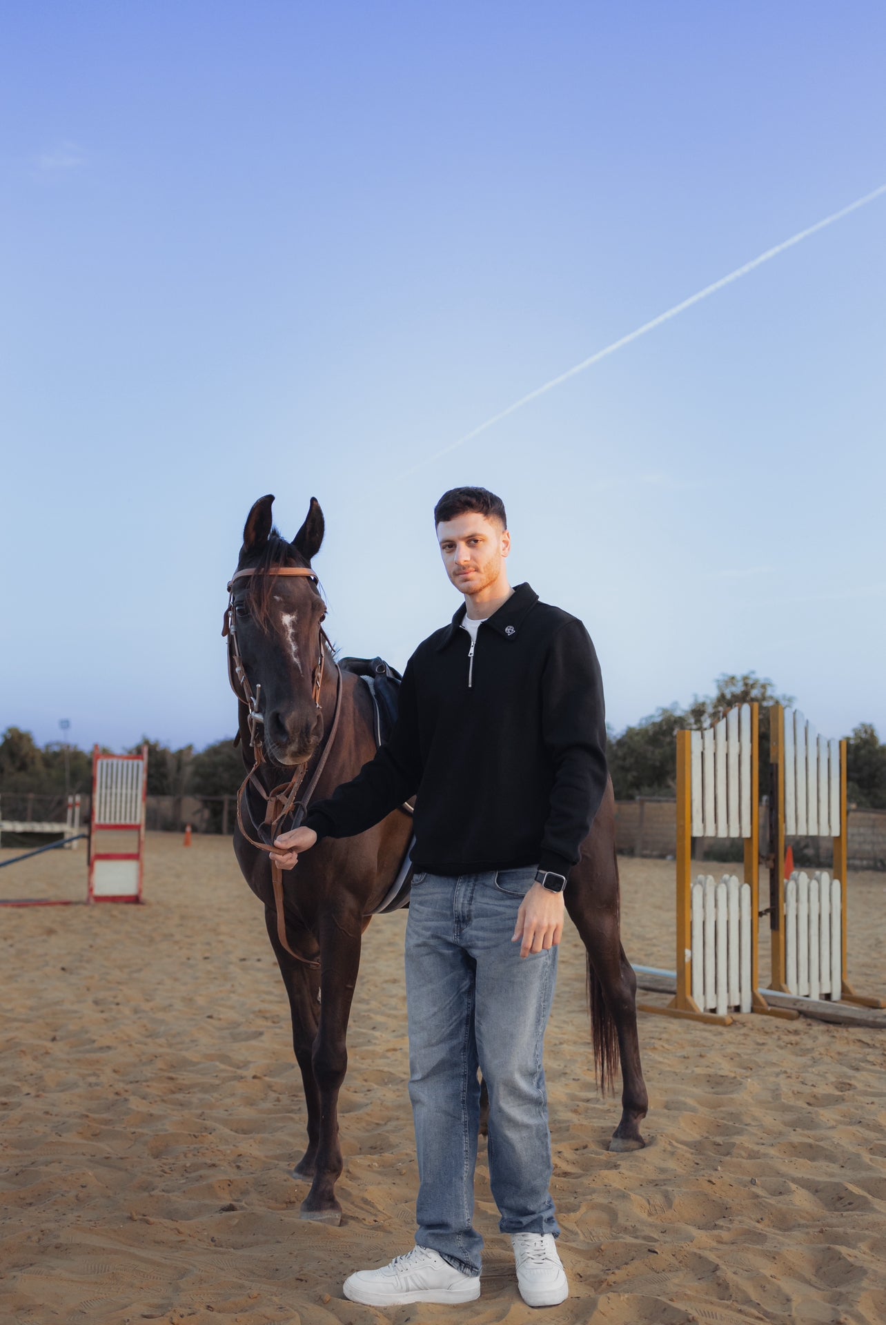 Black Zippered Polo Top