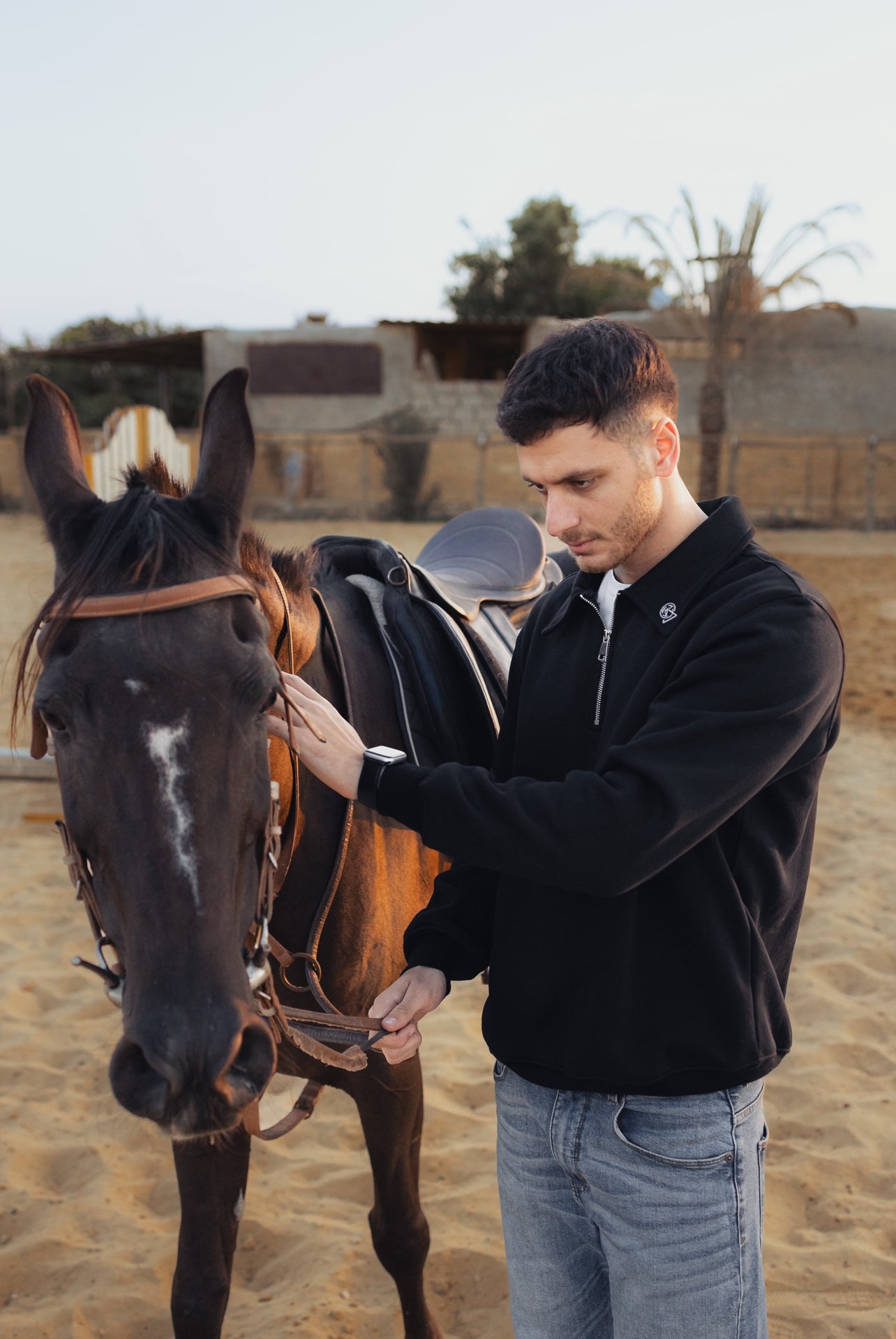 Black Zippered Polo Top