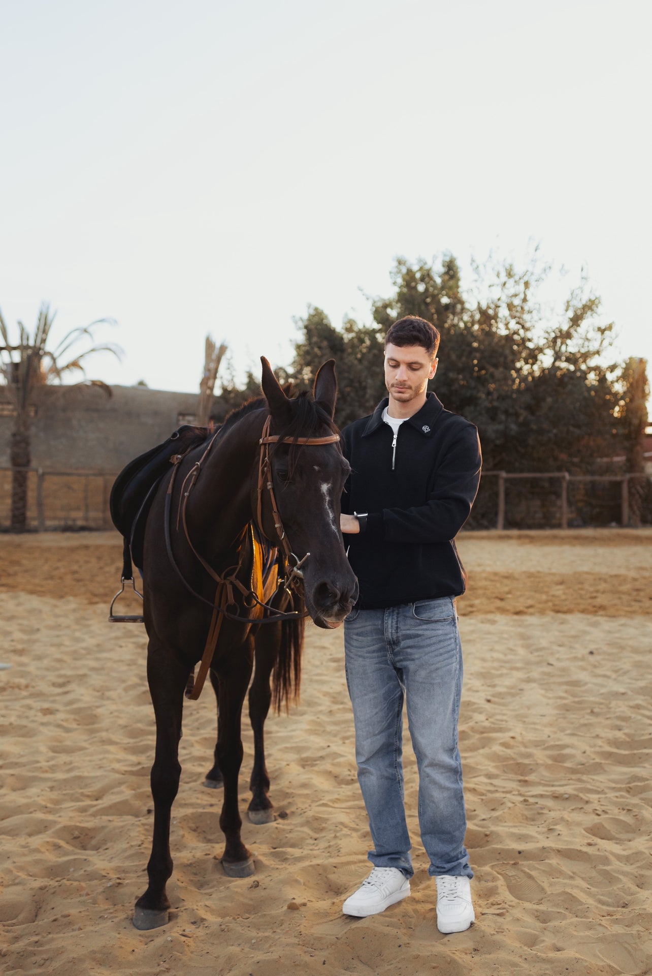 Black Zippered Polo Top