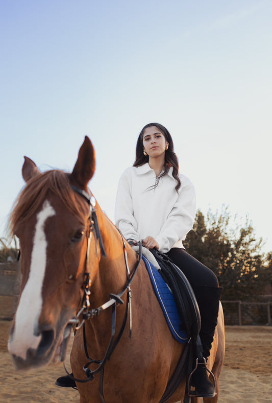 Ivory White Zippered Polo Top