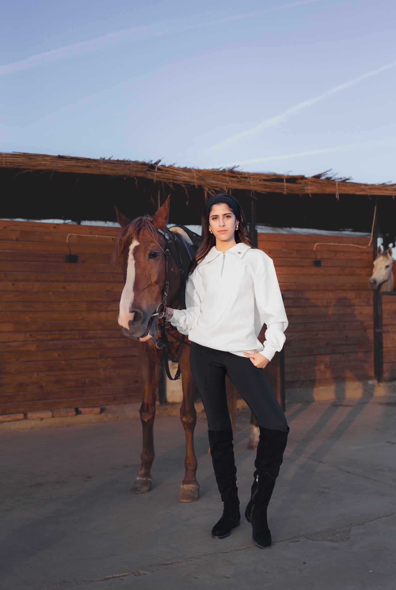 Ivory White Zippered Polo Top